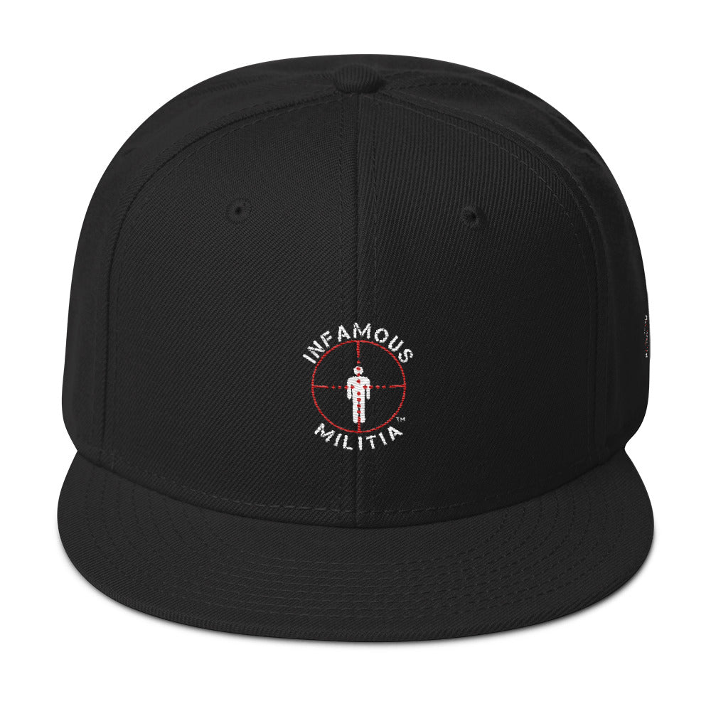 INFAMOUS MILITIA™Black & Red Snapback Hat
